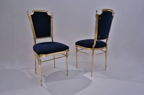 Neoclassical brass chairs, a pair, 1950`s ca, French